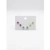 Çok Renkli Tektaş Altılı Küpe - Kp00644