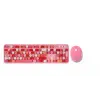 Everest ROUND KM-6282 Renkli Tuşlu Pembe Kablosuz Q Multimedia Klavye + Mouse Set (KDO)