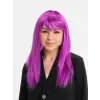 Fuşya Renk Düz Kesim Uzun Parti Peruğu Takma Saç