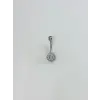 Rodyum Zirkon Taşlı Çelik Göbek Bar Uzunluğu : 13 Mm / Bar Kalınlığı 1.41 Mm /  - Pg0144