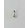 Rodyum Zirkon Taşlı Çelik Göbek Bar Uzunluğu : 13 Mm / Bar Kalınlığı 1.41 Mm /  - Pg0024