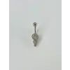 Rodyum Zirkon Taşlı Bar Ve Top: Çelik Göbek - Pg0036