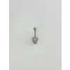Rodyum Zirkon Taşlı Çelik Göbek Bar Uzunluğu : 13 Mm / Bar Kalınlığı 1.41 Mm /  - Pg0136