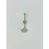 Rodyum Zirkon Taşlı Çelik Göbek Bar Uzunluğu : 13 Mm / Bar Kalınlığı 1.41 Mm /  - Pg0071