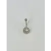 Rodyum Zirkon Taşlı Çelik Göbek Bar Uzunluğu : 13 Mm / Bar Kalınlığı 1.41 Mm /  - Pg0030