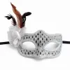 Gümüş Renk Tüylü Balo Maskesi Kadın Parti Aksesuarı