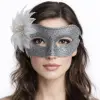Gümüş Simli Tüylü Balo Maskesi – Kadın Parti  Maskeli Balo Maskesi