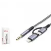 HADRON GJ027 Type-C Lightning 3.5 mm Ses Kablosu Siyah Gri (KDO)
