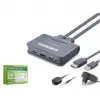 HADRON HDX1427 DisplayPort KVM Switch 2 Console USB Harici Butonlu Dahili Kablolu 2 DP Siyah (KDO)