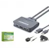 HADRON HDX1427 DisplayPort KVM Switch 2 Console USB Harici Butonlu Dahili Kablolu 2 DP Siyah (KDO)