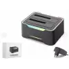 Hadron Hdx1790 HDD Docking – USB 3.0, 2.5 & 3.5 HDD-SSD, 8TB Destekli  RGB Siyah