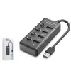 Hadron HDX7048 USB Hub 2.0 480Mbps 4x USB-A 4 Port Switch’li Çoklayıcı Siyah (KDO)