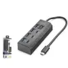 Hadron HDX7057 İetop Type-C Hub 5Gbps 3x Type-C 3.2 + 4x Usb-A 3.2 7 Port Anahtarlı Çoklayıcı Siyah