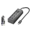 Hadron HDX7057 İetop Type-C Hub 5Gbps 3x Type-C 3.2 + 4x Usb-A 3.2 7 Port Anahtarlı Çoklayıcı Siyah (KDO)
