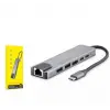 HADRON HDX7791 TYPE-C HDTV COMBO HDMI 4K 30HZ + 2-TYPE-C + 2-USB3.0 + LAN 6IN1 GRİ (KDO)