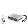 HADRON HDX7839 TYPE-C TO HUB HDTV 4K 30HZ + TYPE-C + USB + VGA 4IN1 GRİ (KDO)