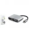 HADRON HDX7839 TYPE-C TO HUB HDTV 4K 30HZ + TYPE-C + USB + VGA 4IN1 GRİ (KDO)
