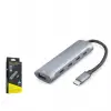 HADRON HDX7895 Type-C 3.2 Gen2 PD Hub 5 Port 10 Gbps 100W Gri (KDO)