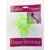 Happy Birthday Yazılı Fiyonklu Pasta Kek Çubuğu Yeşil Renk