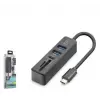 iETOP HDX7060 Type-C 3.2 Gen1 Combo Hub Kart Okuyucu 5 Port 5 Gbps Siyah
