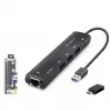 iETOP HDX7897 USB Type-C 3.2 Gen1 Combo Hub Gigabit LAN 4 Port 5 Gbps Siyah (KDO)