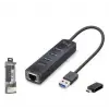 iETOP RJ4503 USB Type-C 3.2 Gen1 Combo Anahtarlı Hub Gigabit LAN 4 Port 5 Gbps Siyah