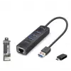 iETOP RJ4503 USB Type-C 3.2 Gen1 Combo Anahtarlı Hub Gigabit LAN 4 Port 5 Gbps Siyah (KDO)