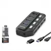iETOP U332 USB Type-C 3.2 Gen1 Anahtarlı Hub 7 Port 5 Gbps Siyah