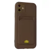 İphone 11 Kılıf Kelvin Kartvizitli Silikon - Kahverengi