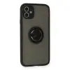 İphone 11 Kılıf Montreal Yüzüklü Silikon Kapak - Siyah