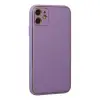 İphone 12 Kılıf Coco Deri Silikon Kapak - Lila