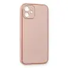 İphone 12 Kılıf Coco Deri Silikon Kapak - Pembe