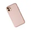 İphone 12 Kılıf Coco Deri Silikon Kapak - Pudra