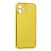 İphone 12 Kılıf Coco Deri Silikon Kapak - Sarı