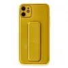 İphone 12 Kılıf Coco Karbon Standlı Kapak - Sarı