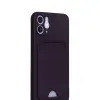 İphone 12 Kılıf Kelvin Kartvizitli Silikon - Derin Mor