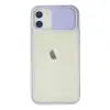 İphone 12 Kılıf Palm Buzlu Kamera Sürgülü Silikon - Lila