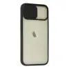 İphone 12 Kılıf Palm Buzlu Kamera Sürgülü Silikon - Siyah