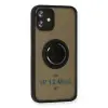 İphone 12 Mini Kılıf Montreal Yüzüklü Silikon Kapak - Siyah