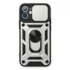 İphone 12 Mini Kılıf Pars Lens Yüzüklü Silikon - Gümüş