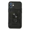 İphone 12 Mini Kılıf Pars Lens Yüzüklü Silikon - Siyah
