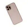 İphone 12 Pro Kılıf Coco Deri Silikon Kapak - Pudra