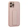 İphone 12 Pro Kılıf Coco Deri Standlı Kapak - Pembe