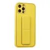 İphone 12 Pro Kılıf Coco Deri Standlı Kapak - Sarı