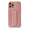 İphone 12 Pro Kılıf Coco Karbon Standlı Kapak - Pembe