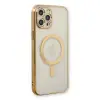 İphone 12 Pro Kılıf Magneticsafe Lazer Silikon - Gold