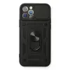 İphone 12 Pro Kılıf Pars Lens Yüzüklü Silikon - Siyah