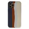 İphone 12 Pro Max Kılıf Ebruli Lansman Silikon - Lacivert-krem