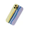 İphone 12 Pro Max Kılıf Ebruli Lansman Silikon - Sarı-lila