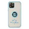 İphone 12 Pro Max Kılıf Montreal Yüzüklü Silikon Kapak - Buz Mavi